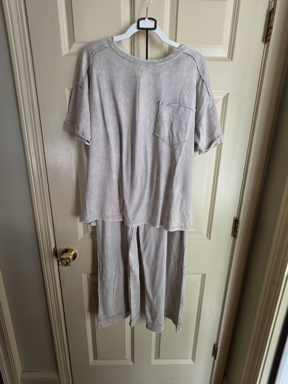 Zenana Outfitters Light Gray Washed Pantsuit Set